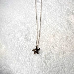 TIFFANY & CO. Sterling Silver Elsa Peretti Starfish Pendant Necklace w/ Diamond